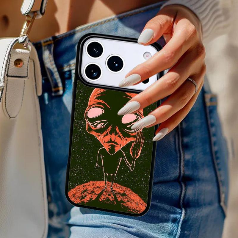 Cartoon Alien Phone Case For iPhone 17 Air 14 15 13 12 Max Cover For Apple 14 15 16 16e 11 Pro Max Plus Coque