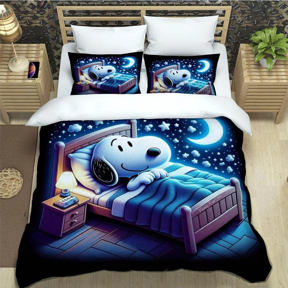 Cute Cartoon Snoopy Bedding Sets Exquisite Bed Supplies Set Duvet Cover Bed Comforter Set Bedding Set Luxury Birthday Gift