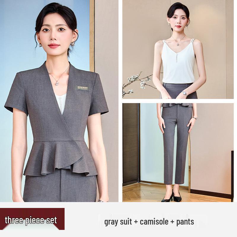 Premium Women's Summer Short-Sleeve Suit Set - Elegant Skirt Suit for Professional and Stylish Workwear