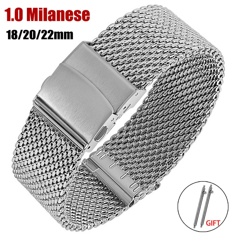 1.0mm Mesh Metal Milanese Watchband 18mm 20mm 22mm Stainless Steel Watch Band 3mm Thickness Strap for DW for Seiko Wristband