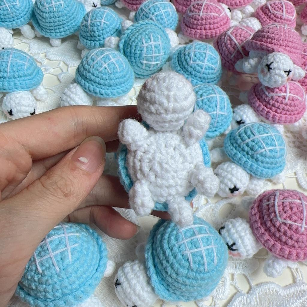 Crocheted Blue Pink Lovely Sleeping Turtle Wool Keyrings For Car Key Knitted Keychain For Bag Pendant Handmade Jewelry Gift