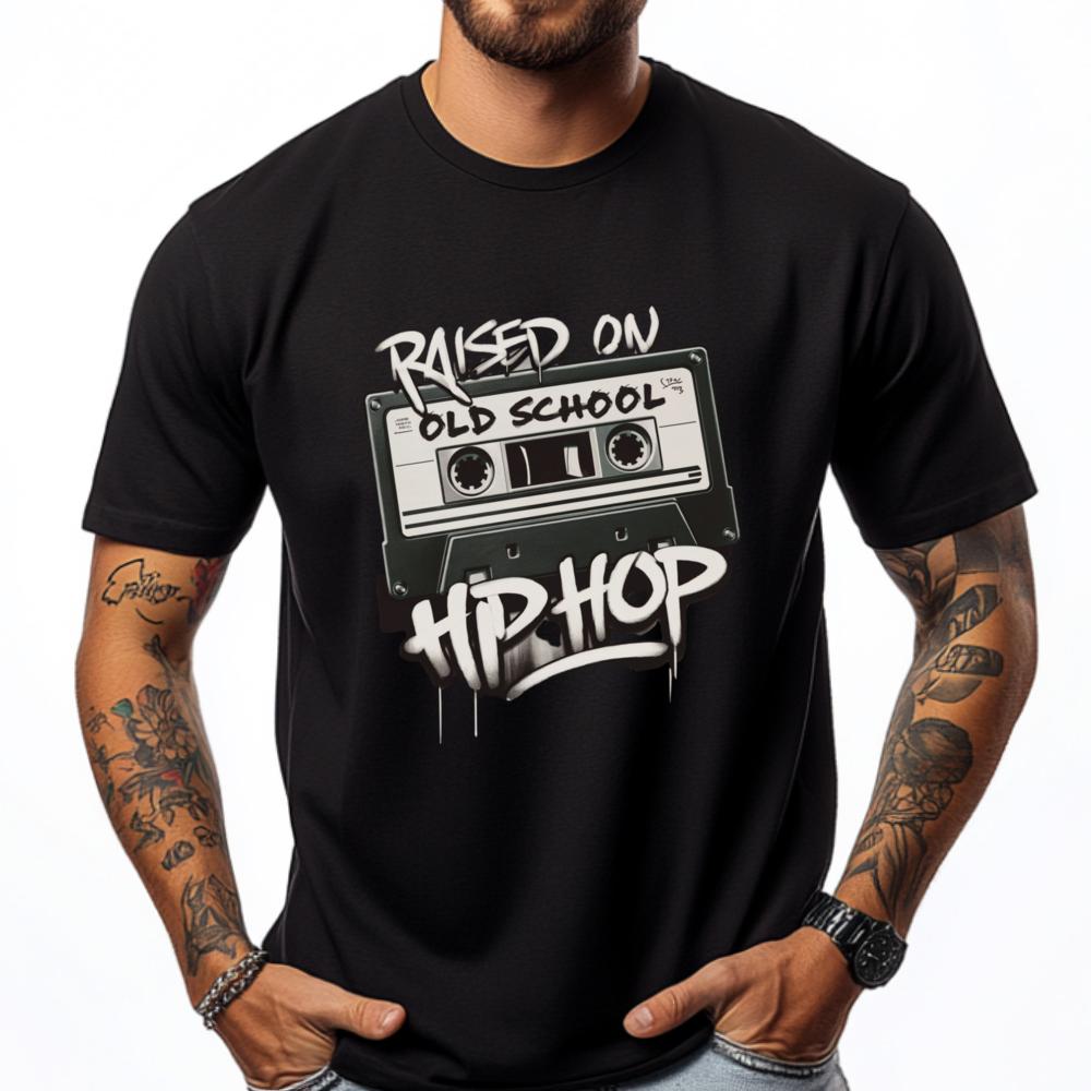 

Raised On Old School Cassette Graffiti Oversized T Shirt Men Adult Breathable Harajuku Tshirts Mardi Gras - Men s Summer Cott... S разноцветный