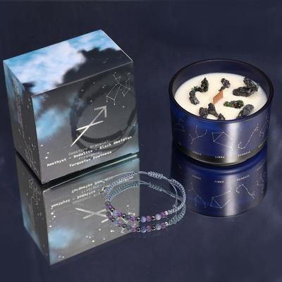 Bougie Zodiaque Sagittaire et Bracelet Pierres Précieuses Ensemble 2 Pièces
