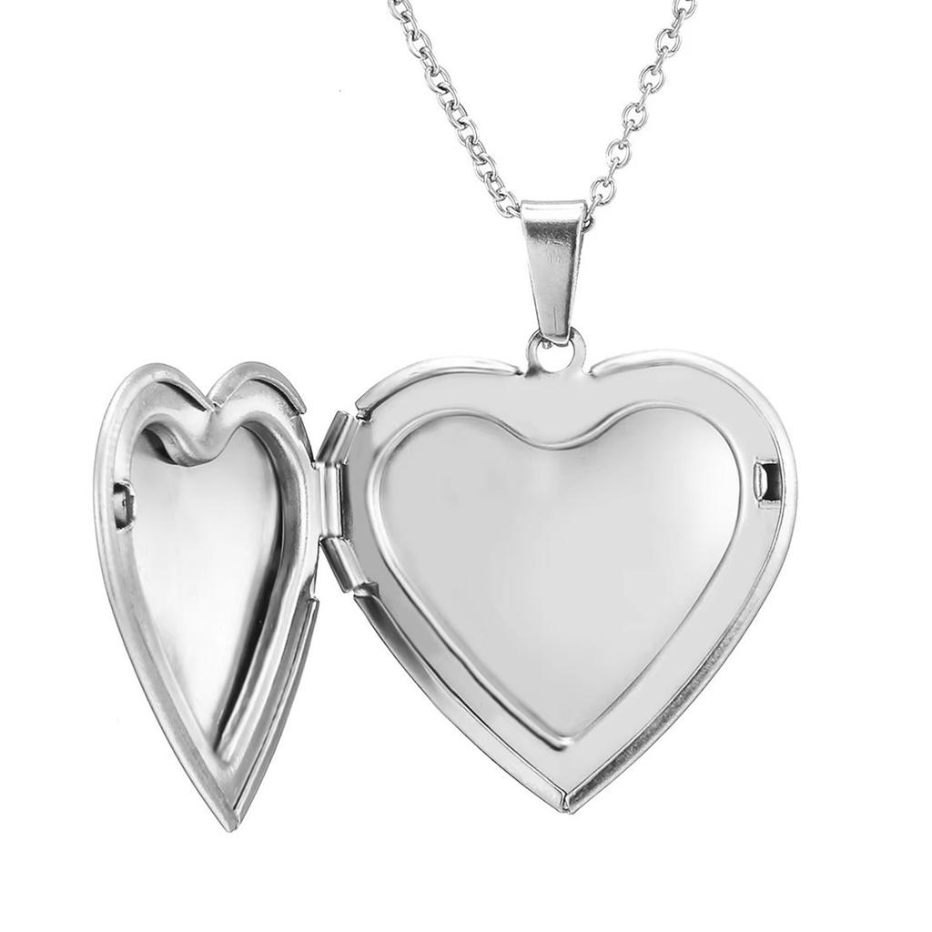 Ornaments Blank Glossy Openable Heart Shaped Photo Frame Photo Box Pendant Necklace