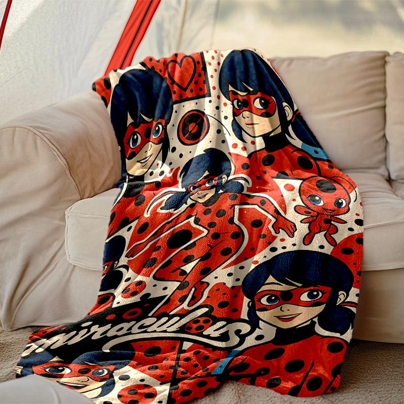 1pz Coperta Coccinella Facile da Curare, Perfetta per Divano, Letto, Casa, Viaggio e Altro, Coperta Stampata Calda e Resistente
