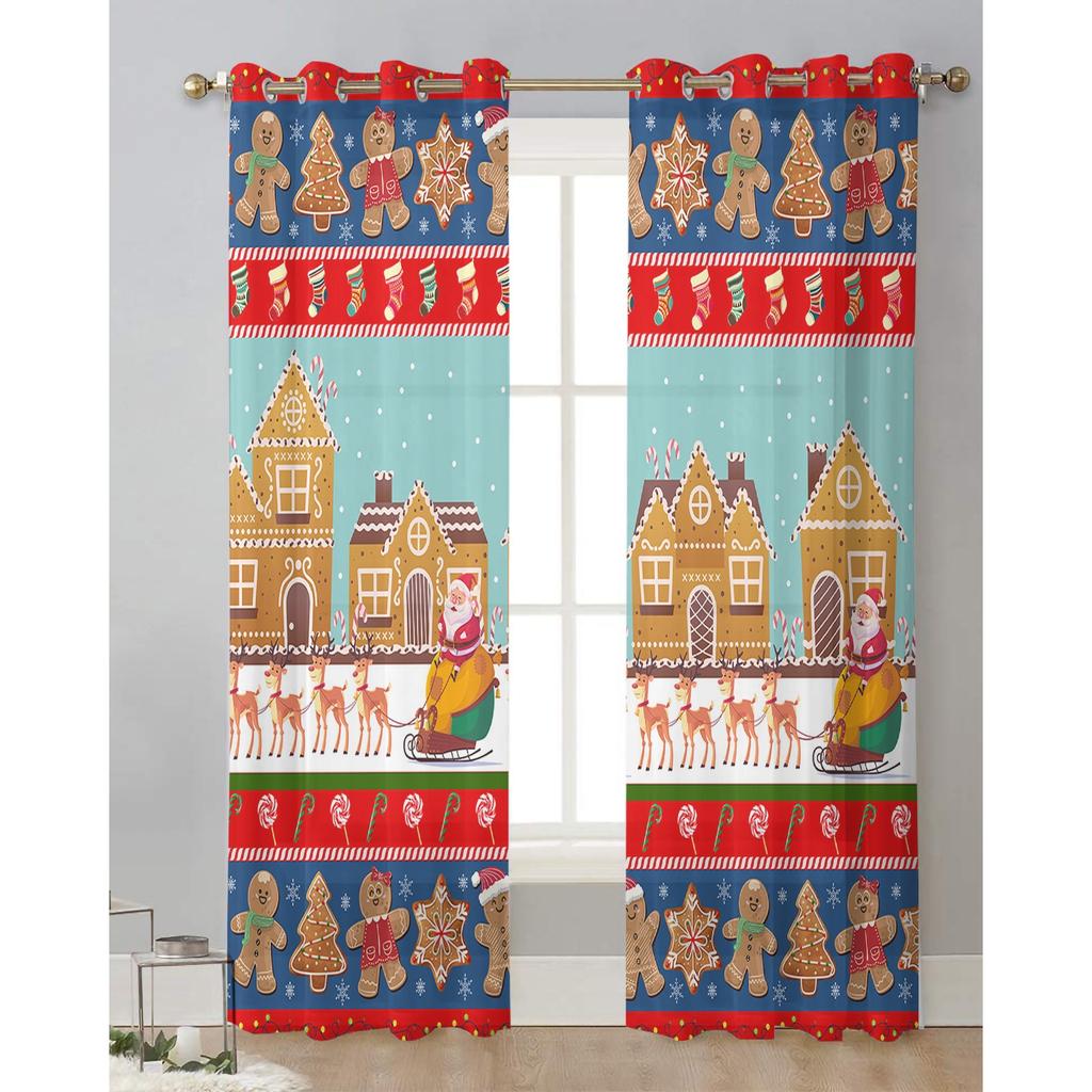 Jultomten Gåva Julgran Sovrum Voilegardin Fönsterbehandling Draperier Tyllgardiner för Vardagsrum Skira Gardiner