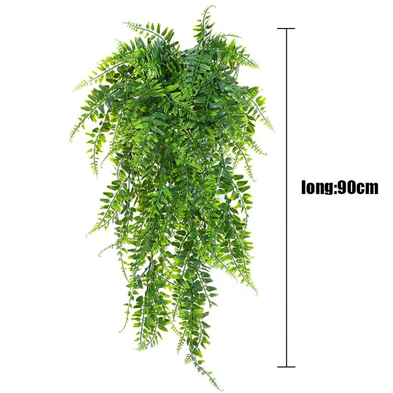 90Cm Persian Fern Leaves Vines Home Room Decor Hanging Artificial Plant Plastic Leaf Grass Wedding Party Wall Balcony Decoration