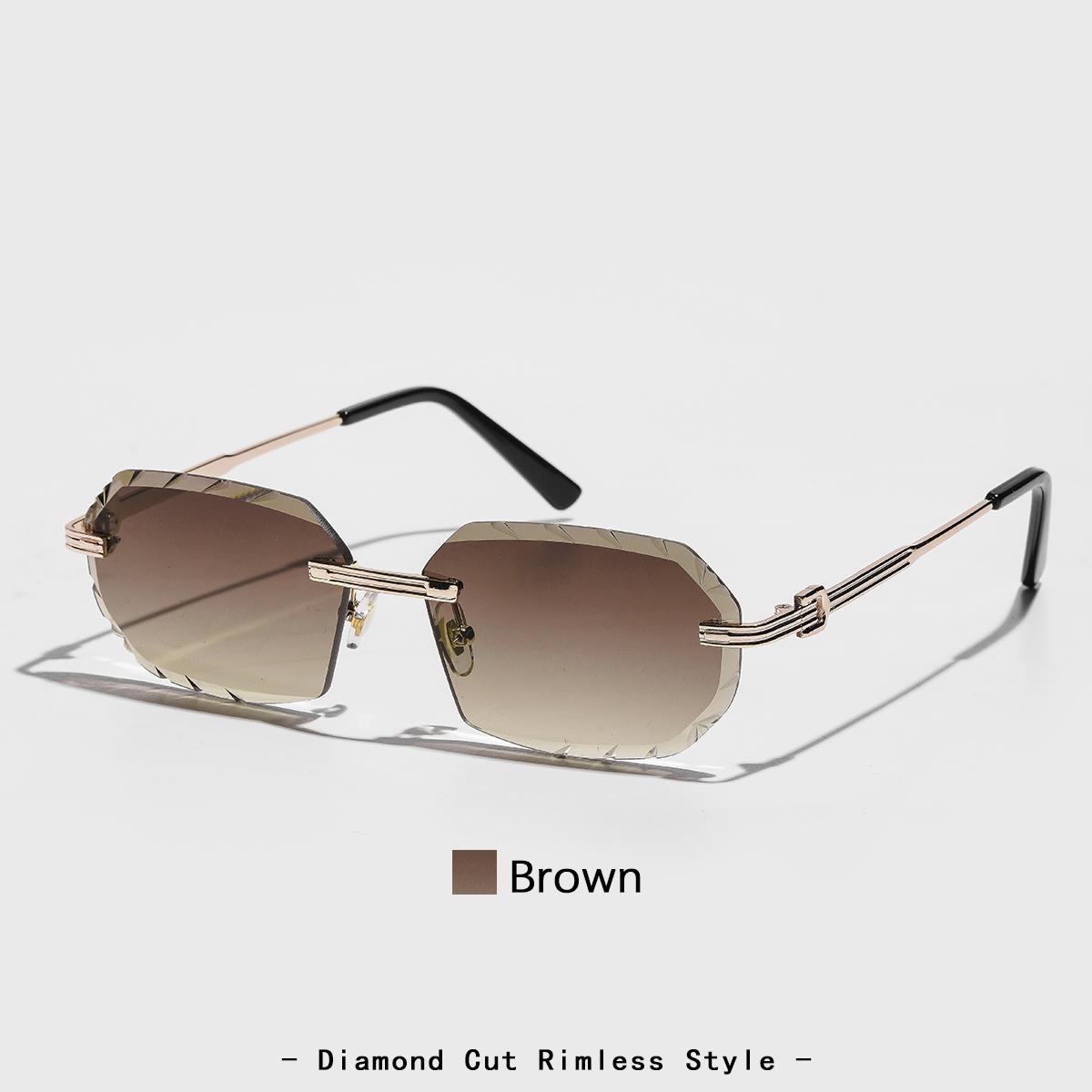 

Ruiao 2026 new rimless luxury Sunglasses diamond cut sun shades for man and women designer brand glasses UV400 frameless eyewear