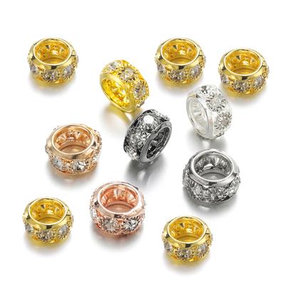 20pcs/lot Rhinestone Spacer Copper Beads Crystal  Rondelles Metal Beads For DIY Jewelry  Making Suppiles