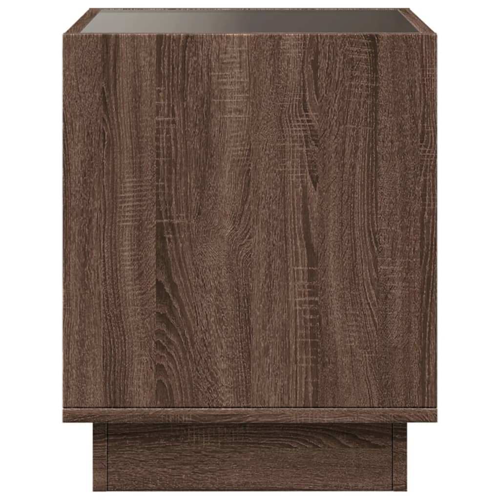 Vidaxl LED Infinity Nightstand, Brown Oak, 50X50X50 Cm