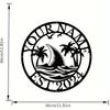 Shark Palm Tree Metal Wall Sign Black Address Phone Name Plate Indoor Outdoor Decor