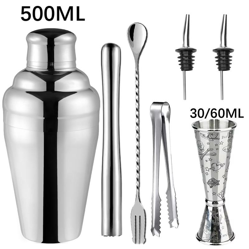 500Ml New Cocktail Shaker Set Stainless Steel Bartender Kit Professional Cocktail Mixer Wine Martini Shaker Party Bar Tools