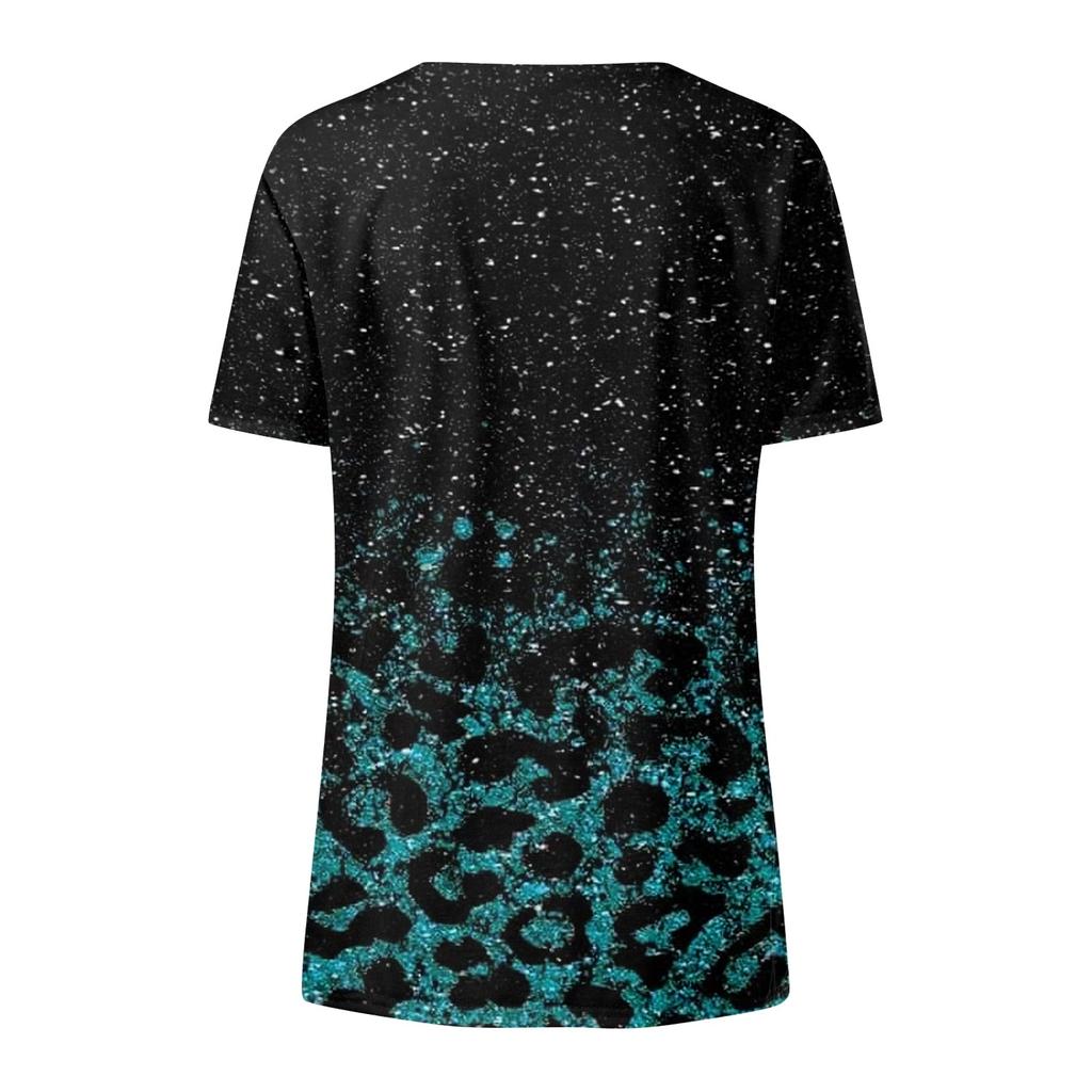 Women's Fashion Retro Printed Round Neck Short Sleeve Casual T-Shirt Top