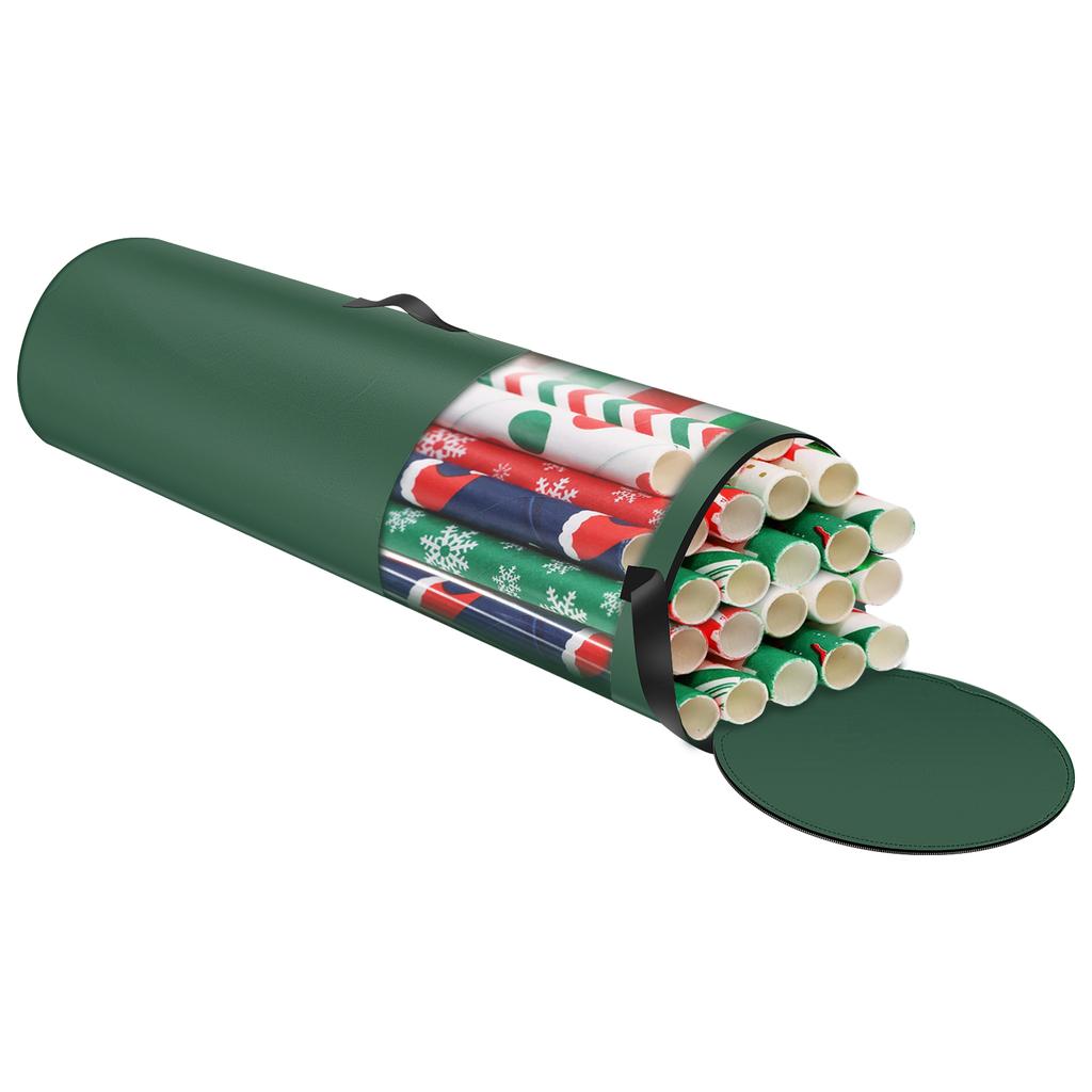 40 Inch Wrapping Paper Storage Bag Waterproof Oxford Cloth Christmas Gift Wrap Organizer with Handles Up To 24 Rolls Storage