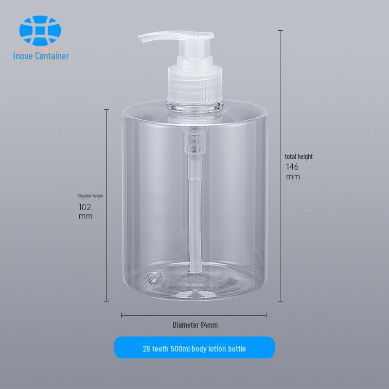 Sticlă transparentă din plastic PET de 500 ml pentru dezinfectant, loțiune, șampon și gel de duș