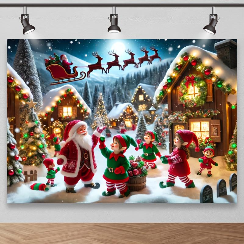 Santa Claus Village Christmas photography background holiday theme suitable for studio shooting