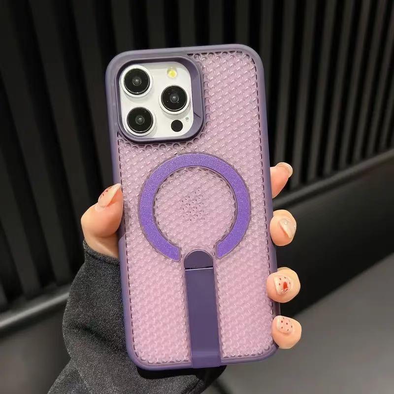 

Slim, Breathable Magnetic Bracket Honeycomb Mesh Case for iPhone 15 Pro Max iPhone 17 Pro