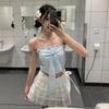 Design Fungus Edge Lace-up Tube Top Women's Clothing Summer Niche Age-reducing Waist and Thin Sleeveless Pure Desire Top