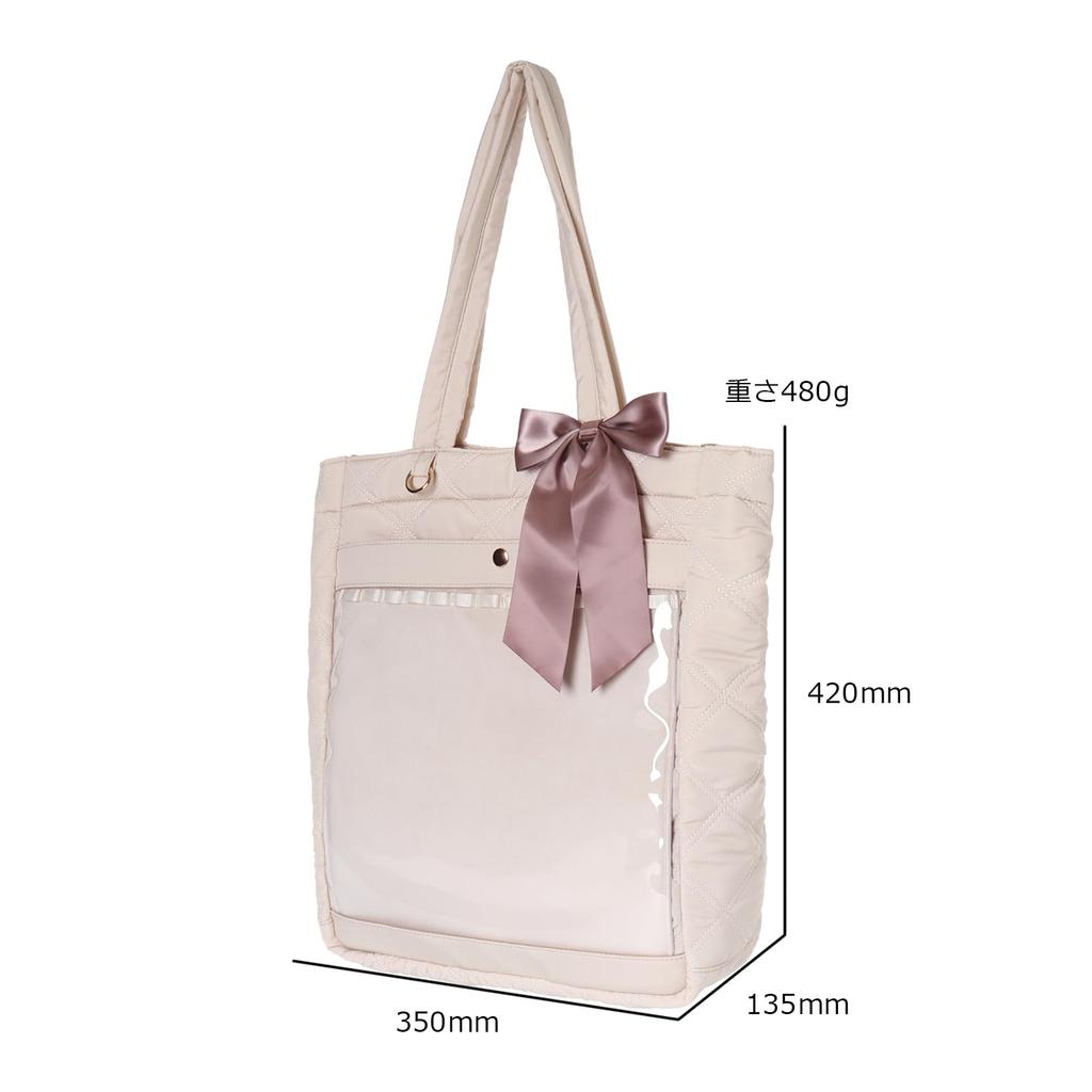 Ocel Mineed by Oshi Window Tote Bag with Ribbon, Carabiner, and Removable Sheet (Ivory)
