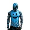 Men's Casual Long Sleeve Hooded Raglan Sun Top with Colorblock and Halloween Print
