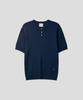 Ssei Standard Cable Henley Neck Short Sleeve Knit Navy