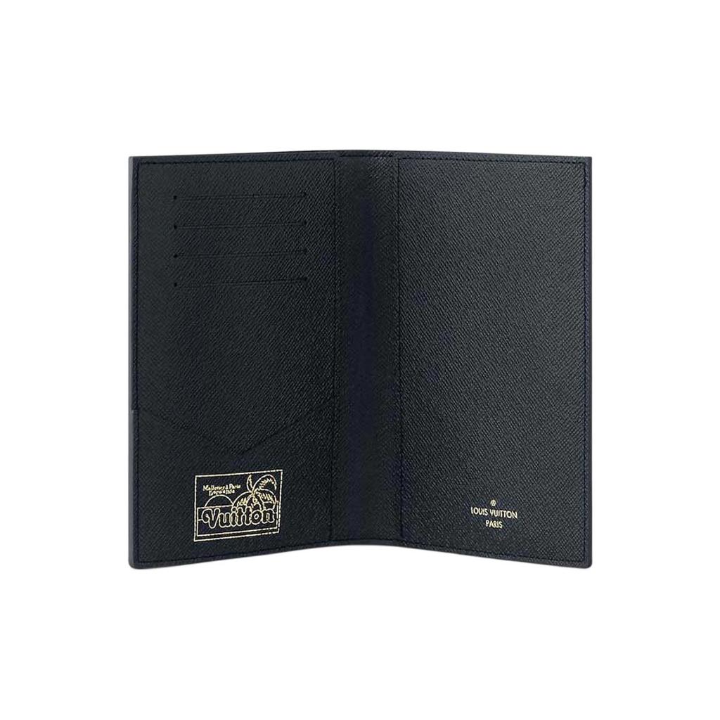 Louis Vuitton Логотип Застібка-клапан Полотно Тримач для паспорта Унісекс аксесуари Темно-синій Різнокольоровий M83479