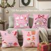 Christmas Pink Throw Pillow Covers Pattern Cushion Cover Suitable for Sofa Bedroom Car Pillow Cover