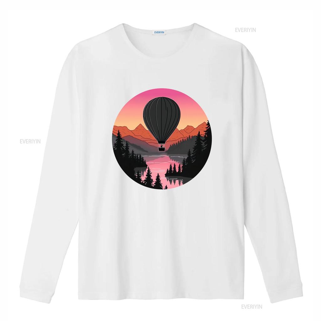 Pretty Flying Hot Air Balloon Cool Sunset Ballooning Lovers T Shirt Vintage Washed Designer Clothes Slightly Breathable