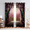 Retro Floral Peacock Print Curtains, Suitable For Bedroom, Living Room And Kitchen Decoration Light-Transmitting Curtains 2PCS