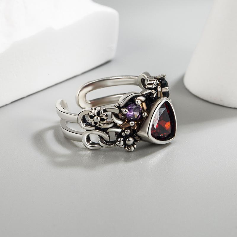 925 Sterling Silver Plated Sun Moon Sunflower Heart Rings for Women Original Flower Wedding Crystal Luxury Jewelry R5375