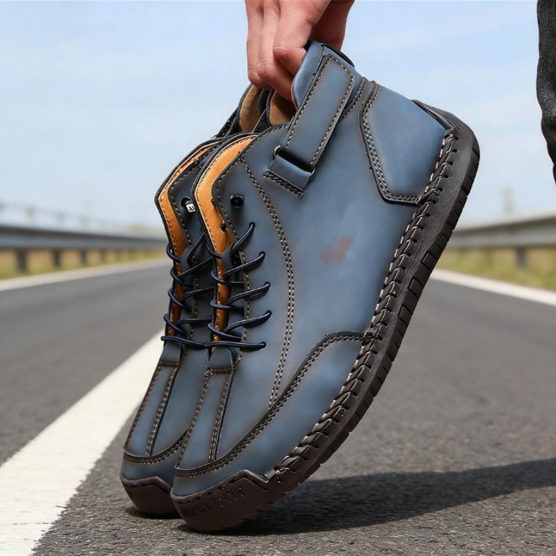 Men's Ankle Boots Casual Retro Leather Shoes Comfort Lace-up N-slip 2026 New Arrival Lightweight Soft Sole Breath Work Shoes