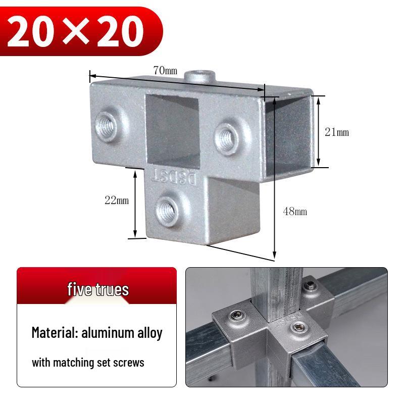 Galvanized Aluminum Alloy Square Tube Connector Fastener Joint, 20/25/30mm