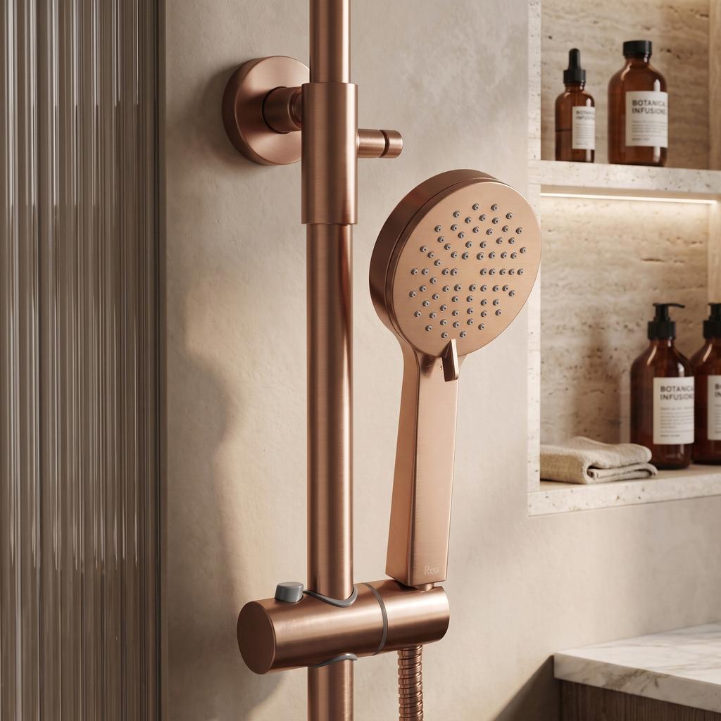 Rea Parot Brushed Copper Surface-Mounted Shower Set