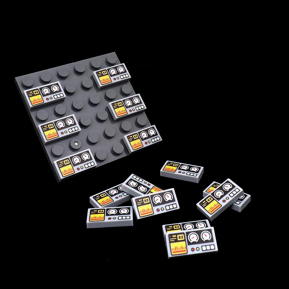 MOC 10PCS Printed 3069 Machine Pattern Building Blocks Car Instrument Button Bricks Particle DIY Toy Children Birthday Xmas Gift