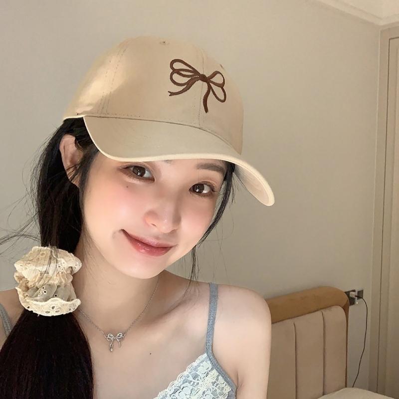 Embroidered Bowtie Hat PonytailHat Long Brims Baseball Hat Fashionable Sun Hat