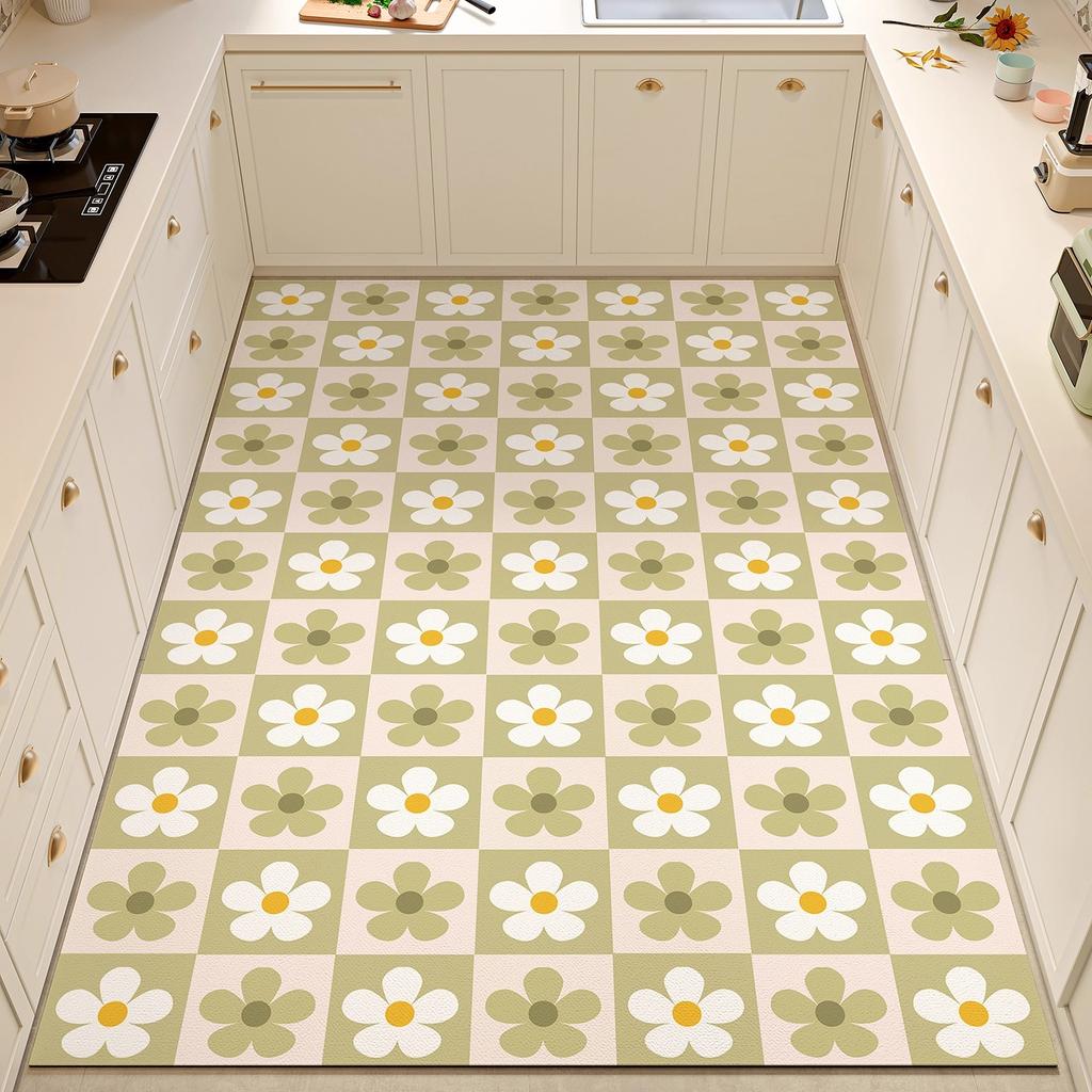 Kitchen Floor Mat Waterproof Oil-proof PVC Vinyl Rug Anti-fouling Non-slip Foot Mats Large Size Balcony Carpet Tapetes Alfombra