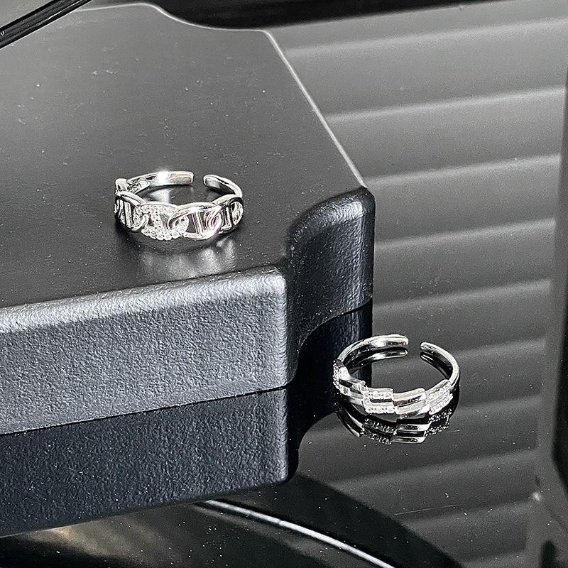 Pig Nose Inlaid With Zircon Full Diamond Ring, Woman'S Cold Wind, High Sense Of Fashion, Trendy Open Index Finger Ring