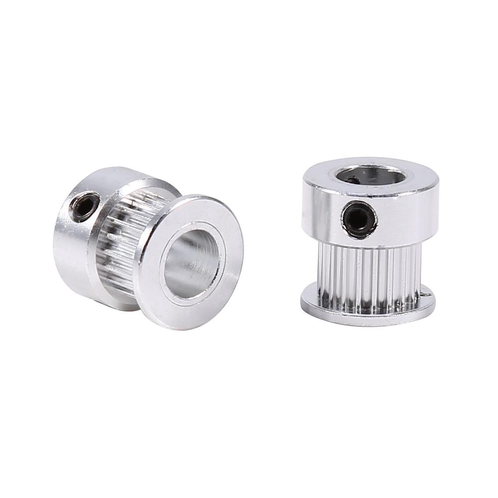 2pcs Aluminum Alloy Timing Pulley Wheel Synchronous Belt Pulley 20 Teeth 6mm Width 2GT Timing Belt with Bearings for 3D Printer