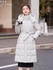 Women's Hooded Long Cotton Coat with Removable Sleeves, Fashionable Waistband, Slim Fit, Thickened, Warm Outerwear