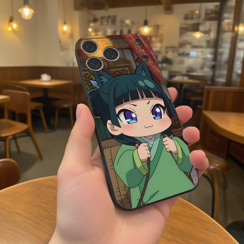 

A-Apothecary Cute Maomao Phone Case For iPhone 17,16,15,14,13,12,11,Pro,XS,Max,XR,Plus,E,SE4,Mini Black Soft Cover iPhone12PRO