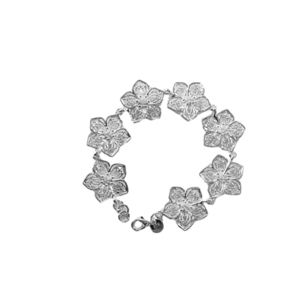 

Women Bracelet Flower Chain Bangle Vintage Decor Girlfriend Adjustable Jewelry for Dating Birthday Present Decorations срібний