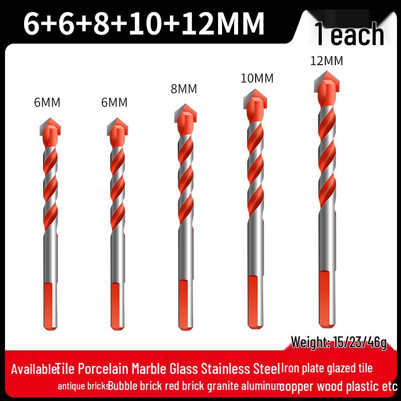 All-in-One 6mm Alloy Triangle Drill Bit for Tile, Concrete, Glass, and Cement