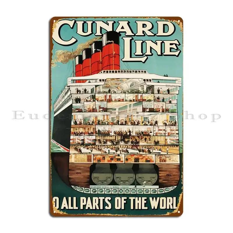 Cunard Line Vintage Poster Metal Sign Cinema Sign Plaques Living Room Customized Tin Sign Poster 20x30cm（7.8x11.8inch）