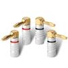 2PCS Banana Plug Audio Speaker Connector 90 Degree Straight Angle Plug Audio Jack Gold Plated Speaker Terminals Adapters
