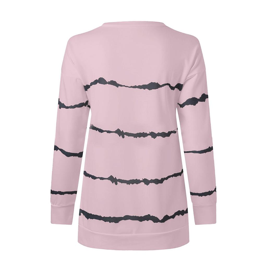 Women's Casual  Contrast Color Long Sleeve Top Pullover Sweatshir