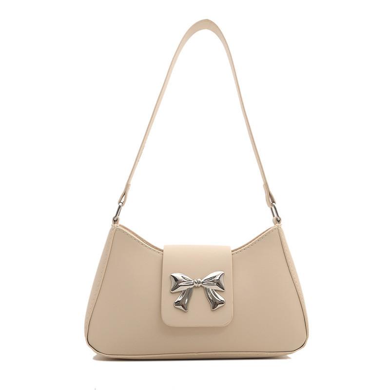 Chic French Butterfly Bow Shoulder Bag 2024 Summer Trendy Street Style Pu Material