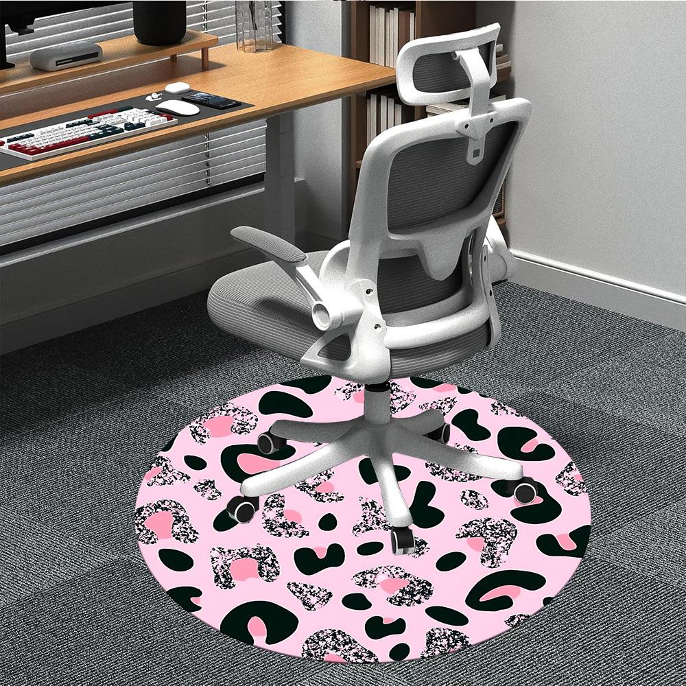 

1pc Leopard Print Pink Black Office Round Rug, Carpet for Office, Gaming, Lightweight Round Floor Mat yy260208075 80cm by 80cm