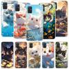 Cartoon Cute Cat Fish Aesthetic Phone Case For Samsung Galaxy A52 A32 A22 A12 A02S A50S A30S A51 A31 AA71 Note 20 Ultra 10 S10 P