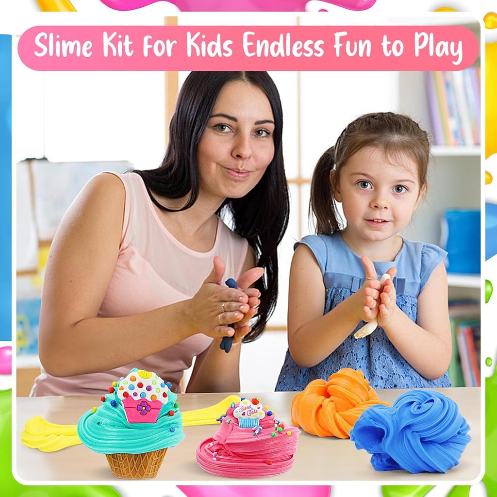 15 Pack Scented Fluffy Butter Slime Kit for Girls Ages 8-12, Ice Cream Slime Kit, Cute DIY Slime Set Toys for Toddler Kids Girls 4-6, Cake Butter