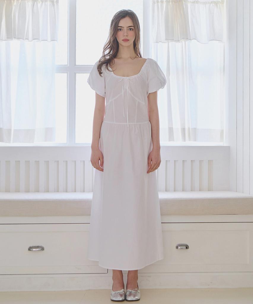 Slow Lolly Puff Shirring Long Dress_3 Colors